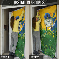 Brazil Independence Day Door Cover One Nation One Heart - Tropical Toucan Macaw Christ Redeemer