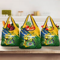 Brazil Independence Day Grocery Bag One Nation One Heart - Tropical Toucan Macaw Christ Redeemer
