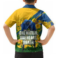 Brazil Independence Day Hawaiian Shirt One Nation One Heart - Tropical Toucan Macaw Christ Redeemer