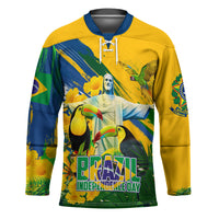 Brazil Independence Day Hockey Jersey One Nation One Heart - Tropical Toucan Macaw Christ Redeemer