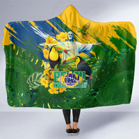 Brazil Independence Day Hooded Blanket One Nation One Heart - Tropical Toucan Macaw Christ Redeemer
