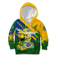 Brazil Independence Day Kid Hoodie One Nation One Heart - Tropical Toucan Macaw Christ Redeemer
