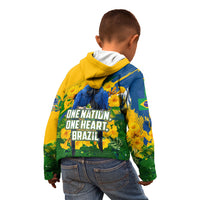 Brazil Independence Day Kid Hoodie One Nation One Heart - Tropical Toucan Macaw Christ Redeemer