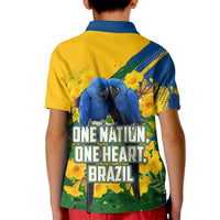 Brazil Independence Day Kid Polo Shirt One Nation One Heart - Tropical Toucan Macaw Christ Redeemer