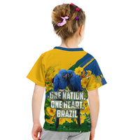 Brazil Independence Day Kid T Shirt One Nation One Heart - Tropical Toucan Macaw Christ Redeemer