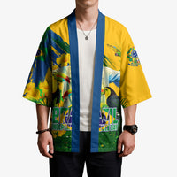 Brazil Independence Day Kimono One Nation One Heart - Tropical Toucan Macaw Christ Redeemer
