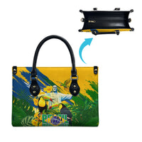 Brazil Independence Day Leather Bag One Nation One Heart - Tropical Toucan Macaw Christ Redeemer