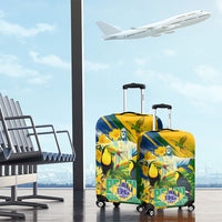 Brazil Independence Day Luggage Cover One Nation One Heart - Tropical Toucan Macaw Christ Redeemer