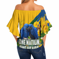Brazil Independence Day Off Shoulder Wrap Waist Top One Nation One Heart - Tropical Toucan Macaw Christ Redeemer