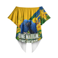 Brazil Independence Day Off Shoulder Wrap Waist Top One Nation One Heart - Tropical Toucan Macaw Christ Redeemer