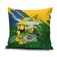 Brazil Independence Day Pillow Cover One Nation One Heart - Tropical Toucan Macaw Christ Redeemer