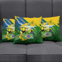 Brazil Independence Day Pillow Cover One Nation One Heart - Tropical Toucan Macaw Christ Redeemer