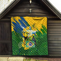 Brazil Independence Day Quilt One Nation One Heart - Tropical Toucan Macaw Christ Redeemer