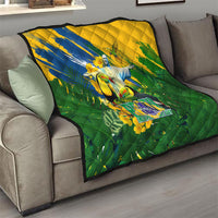 Brazil Independence Day Quilt One Nation One Heart - Tropical Toucan Macaw Christ Redeemer