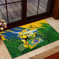 Brazil Independence Day Rubber Doormat One Nation One Heart - Tropical Toucan Macaw Christ Redeemer