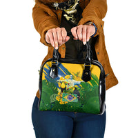 Brazil Independence Day Shoulder Handbag One Nation One Heart - Tropical Toucan Macaw Christ Redeemer