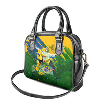 Brazil Independence Day Shoulder Handbag One Nation One Heart - Tropical Toucan Macaw Christ Redeemer