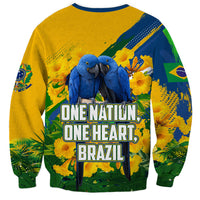 Brazil Independence Day Sweatshirt One Nation One Heart - Tropical Toucan Macaw Christ Redeemer