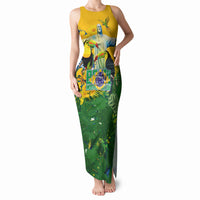 Brazil Independence Day Tank Maxi Dress One Nation One Heart - Tropical Toucan Macaw Christ Redeemer