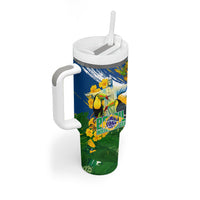Brazil Independence Day Tumbler With Handle One Nation One Heart - Tropical Toucan Macaw Christ Redeemer