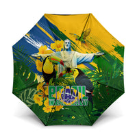 Brazil Independence Day Umbrella One Nation One Heart - Tropical Toucan Macaw Christ Redeemer