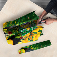 Brazil Independence Day Umbrella One Nation One Heart - Tropical Toucan Macaw Christ Redeemer