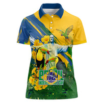 Brazil Independence Day Women Polo Shirt One Nation One Heart - Tropical Toucan Macaw Christ Redeemer