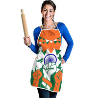 India Patriotic Freedom Apron Flag Colors Raised Fist Typography Graphic
