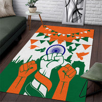 India Patriotic Freedom Area Rug Flag Colors Raised Fist Typography Graphic