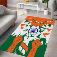 India Patriotic Freedom Area Rug Flag Colors Raised Fist Typography Graphic