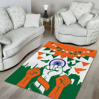 India Patriotic Freedom Area Rug Flag Colors Raised Fist Typography Graphic