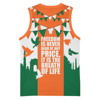 India Patriotic Freedom Basketball Jersey Flag Colors Raised Fist Typography Graphic