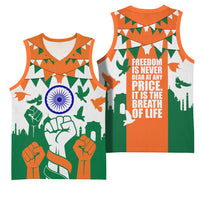 India Patriotic Freedom Basketball Jersey Flag Colors Raised Fist Typography Graphic