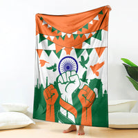 India Patriotic Freedom Blanket Flag Colors Raised Fist Typography Graphic