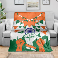 India Patriotic Freedom Blanket Flag Colors Raised Fist Typography Graphic