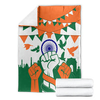 India Patriotic Freedom Blanket Flag Colors Raised Fist Typography Graphic