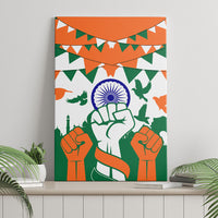 India Patriotic Freedom Canvas Wall Art Flag Colors Raised Fist Typography Graphic