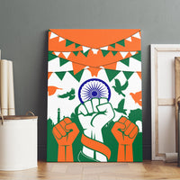 India Patriotic Freedom Canvas Wall Art Flag Colors Raised Fist Typography Graphic