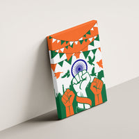 India Patriotic Freedom Canvas Wall Art Flag Colors Raised Fist Typography Graphic