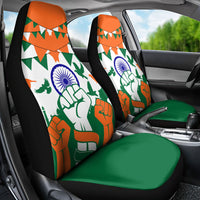 India Patriotic Freedom Car Seat Cover Flag Colors Raised Fist Typography Graphic