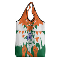 India Patriotic Freedom Grocery Bag Flag Colors Raised Fist Typography Graphic