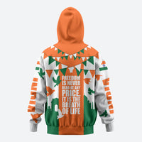 India Patriotic Freedom Hoodie Flag Colors Raised Fist Typography Graphic