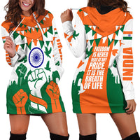 India Patriotic Freedom Hoodie Dress Flag Colors Raised Fist Typography Graphic