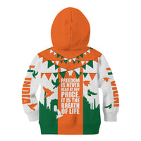India Patriotic Freedom Kid Hoodie Flag Colors Raised Fist Typography Graphic
