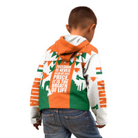 India Patriotic Freedom Kid Hoodie Flag Colors Raised Fist Typography Graphic