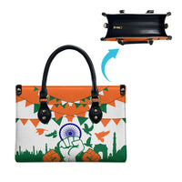 India Patriotic Freedom Leather Bag Flag Colors Raised Fist Typography Graphic