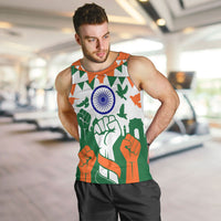 India Patriotic Freedom Men Tank Top Flag Colors Raised Fist Typography Graphic