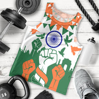 India Patriotic Freedom Men Tank Top Flag Colors Raised Fist Typography Graphic