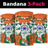 India Patriotic Freedom Neck Gaiter Flag Colors Raised Fist Typography Graphic
