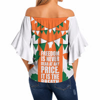 India Patriotic Freedom Off Shoulder Wrap Waist Top Flag Colors Raised Fist Typography Graphic